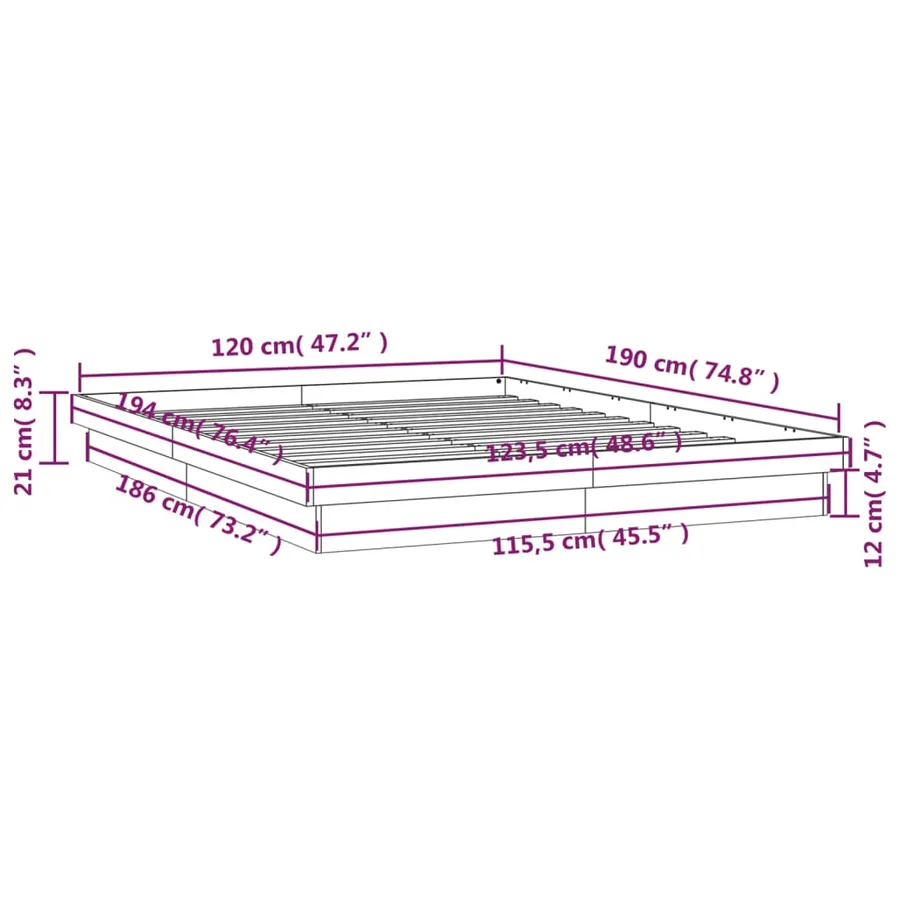Cadre de lit à LED sans matelas blanc bois massif - 15