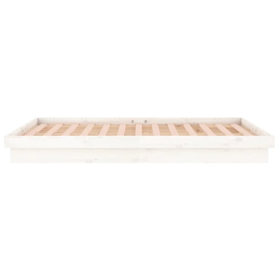 Cadre de lit à LED sans matelas blanc bois massif - 8