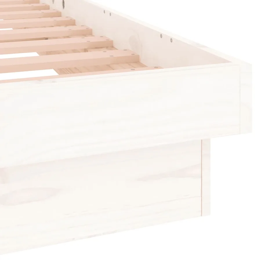 Cadre de lit à LED sans matelas blanc bois massif - 9