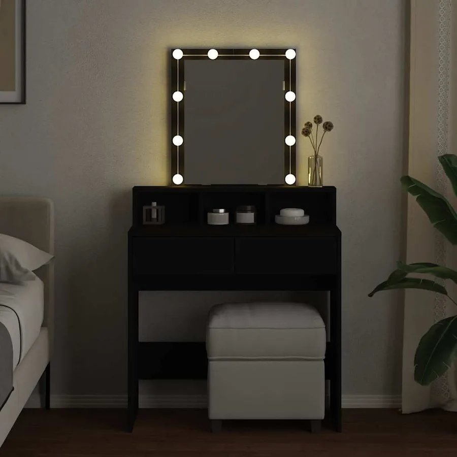 Coiffeuse avec LED noir 80x41x144,5 cm - 3