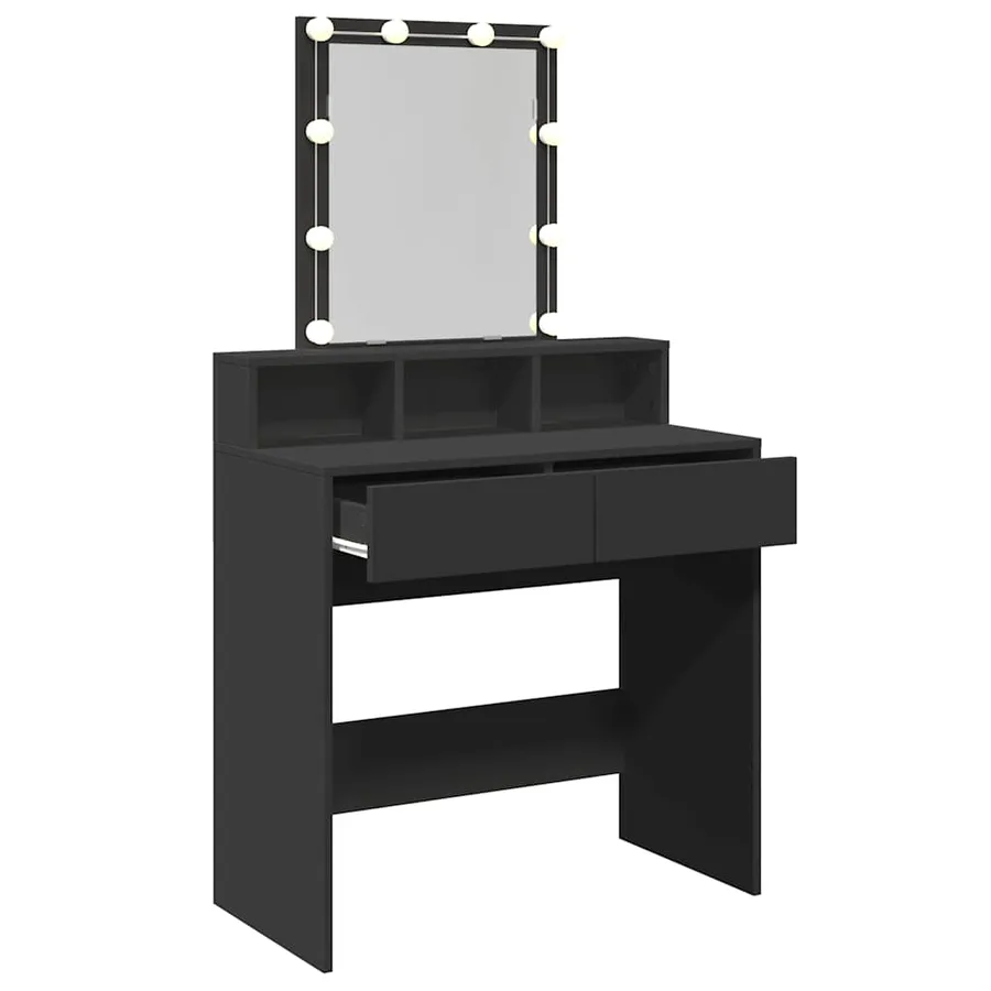 Coiffeuse avec LED noir 80x41x144,5 cm - 8