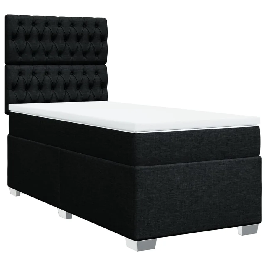 Sommier à lattes de lit et matelas Noir 80x200 cm Tissu - 3