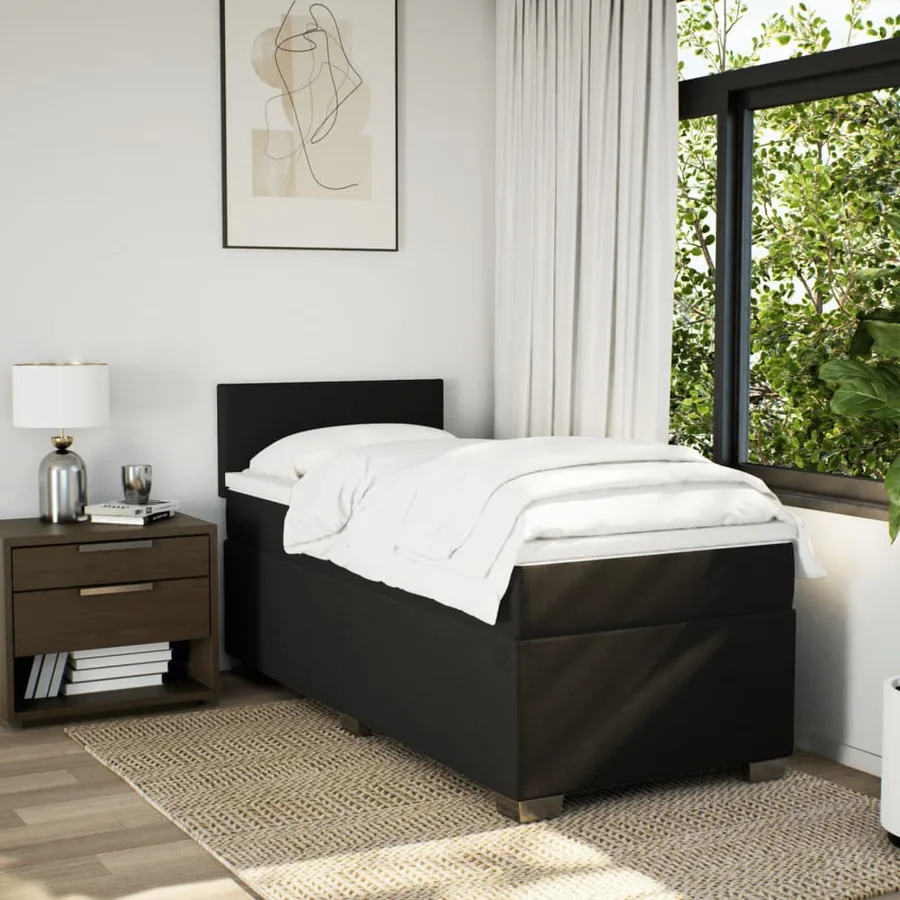 Sommier à lattes de lit et matelas Noir 80x200 cm Tissu - 3
