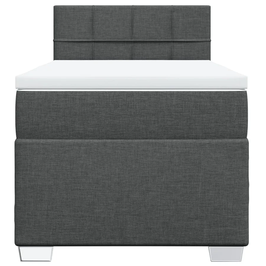 Sommier à lattes de lit et matelas Gris foncé 90x190 cm Tissu - 6