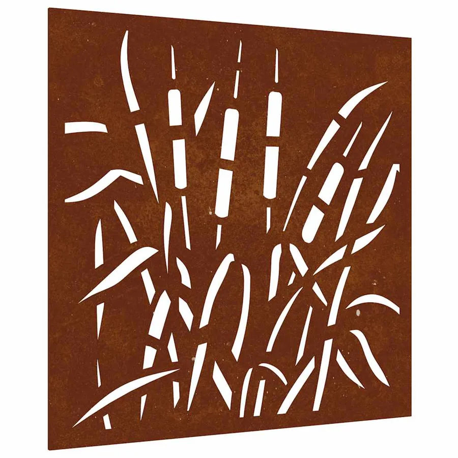 Décoration murale jardin 55x55 cm acier corten design d'herbe - 2