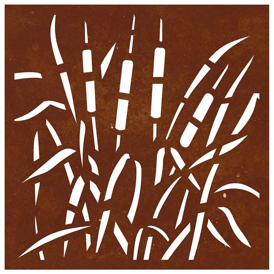 Décoration murale jardin 55x55 cm acier corten design d'herbe - 4