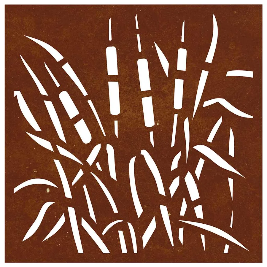 Décoration murale jardin 55x55 cm acier corten design d'herbe - 5