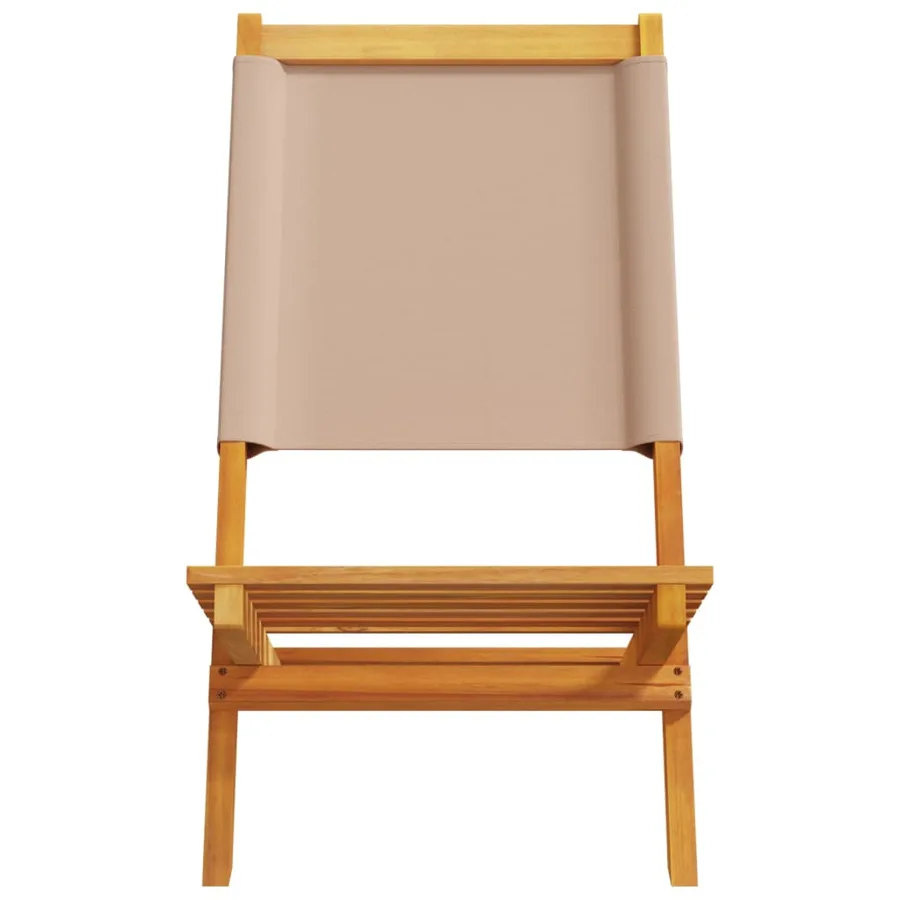 Chaises de jardin pliantes lot de 4 taupe tissu et bois massif - 5