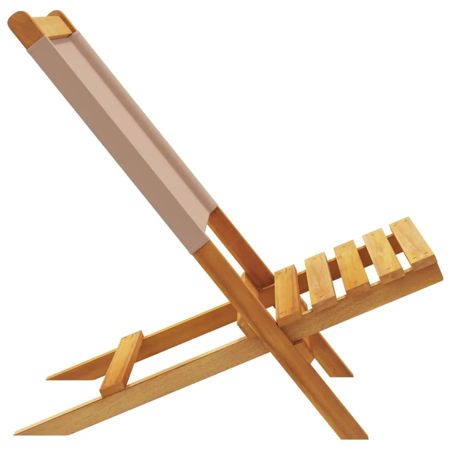 Chaises de jardin pliantes lot de 4 taupe tissu et bois massif - 6