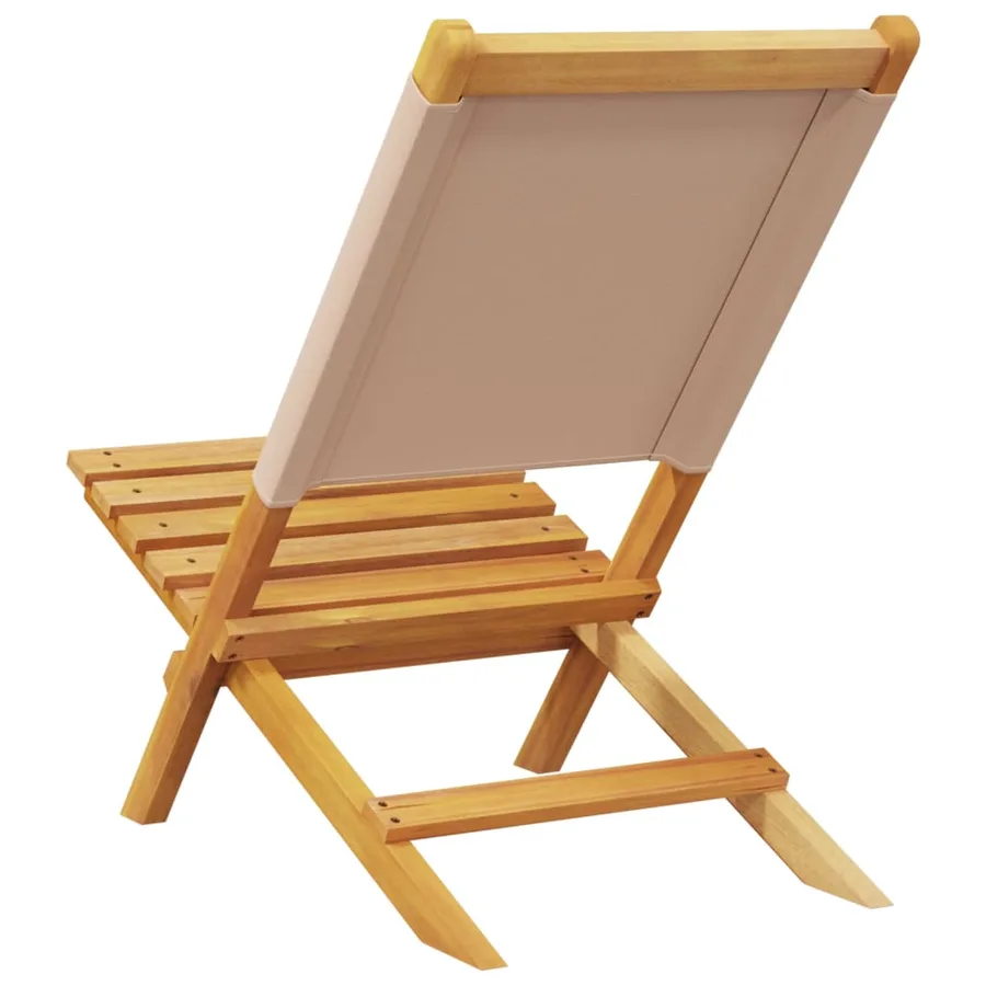 Chaises de jardin pliantes lot de 4 taupe tissu et bois massif - 7