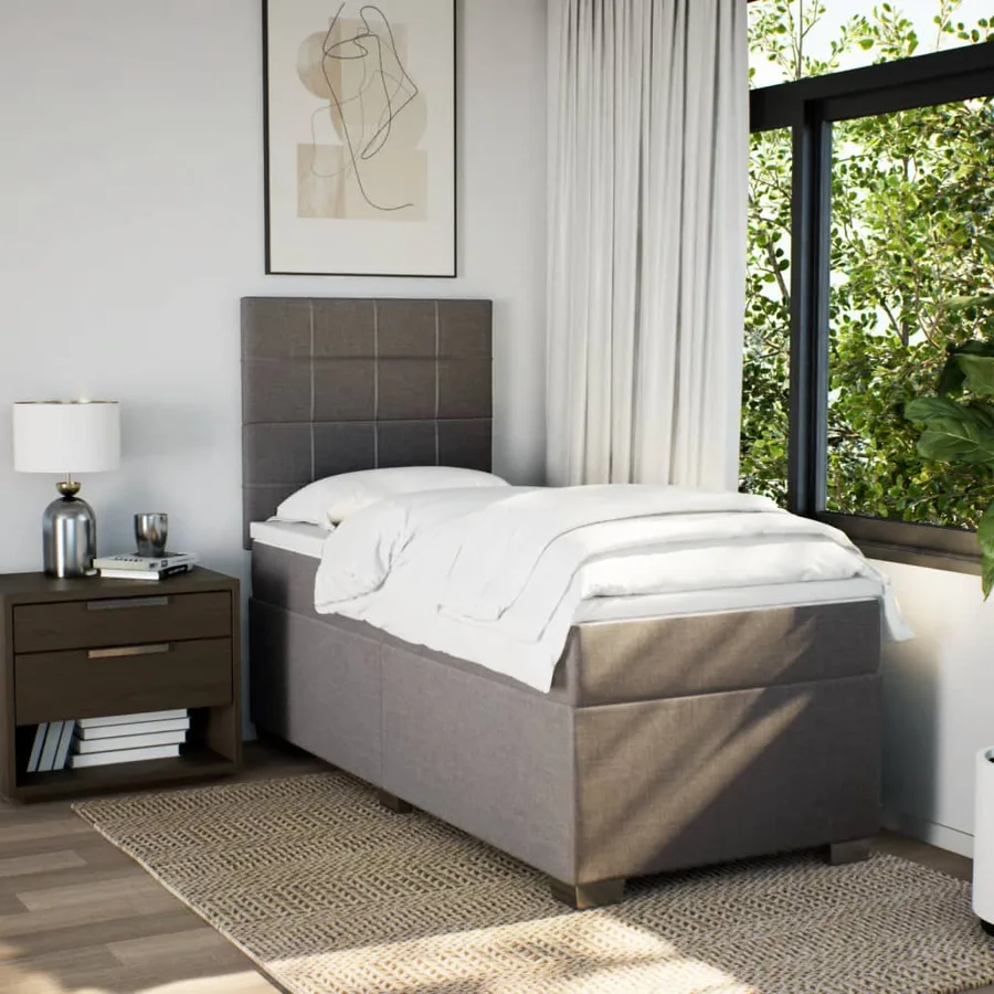 Sommier à lattes de lit avec matelas Taupe 90x190 cm Tissu - 3