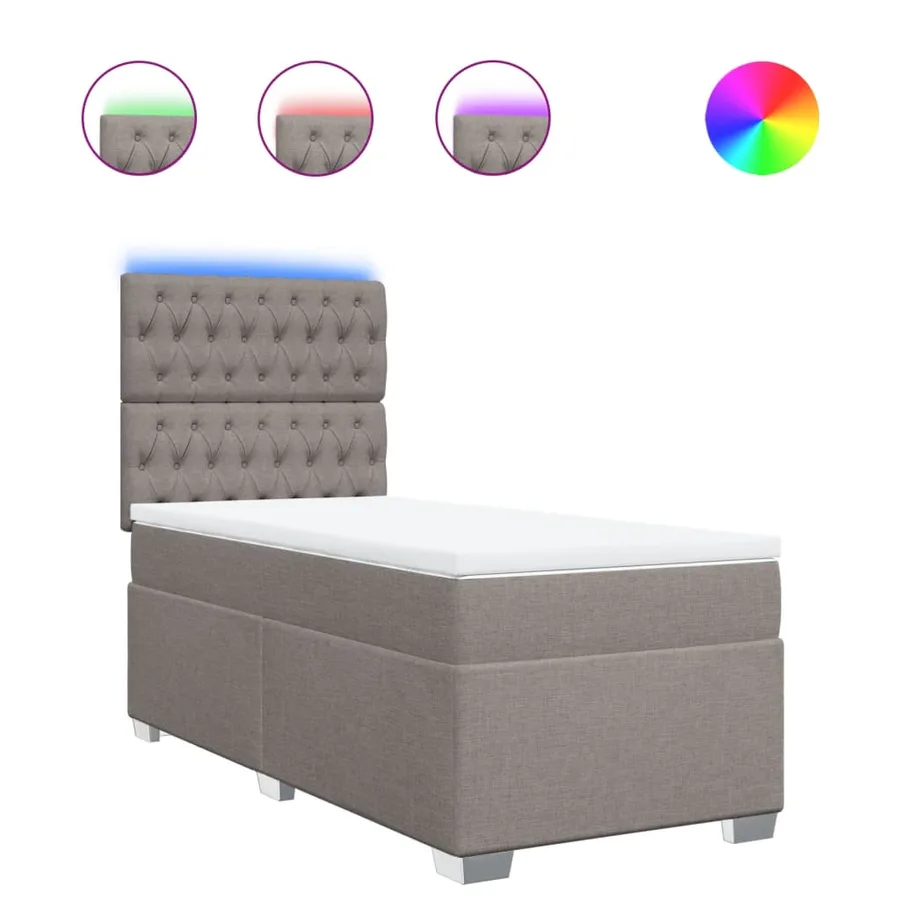 Sommier à lattes de lit avec matelas Taupe 80x200 cm Tissu - 2
