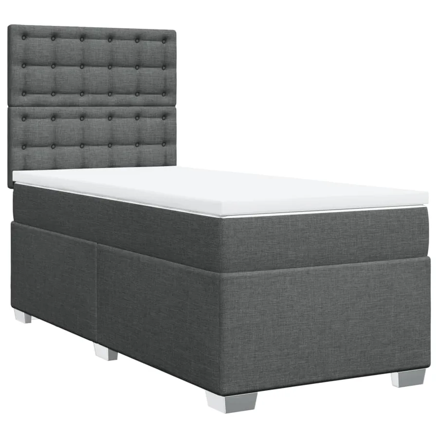 Sommier à lattes de lit avec matelas Gris foncé 100x200cm Tissu - 3