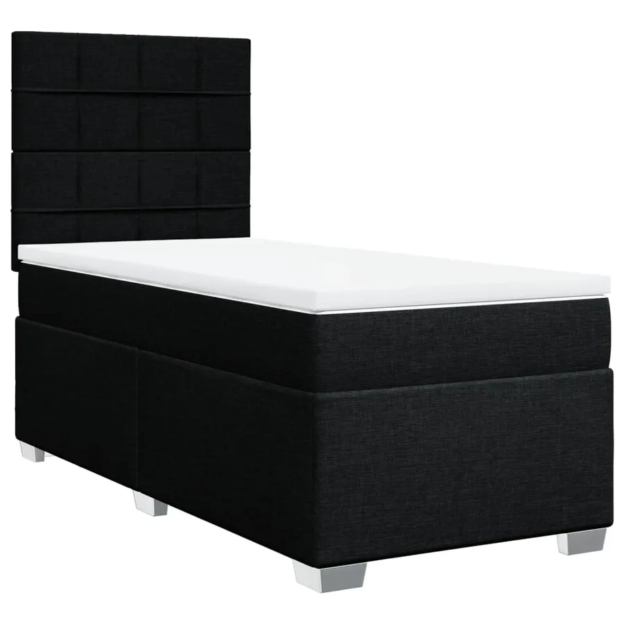 Sommier à lattes de lit avec matelas Noir 100x200 cm Tissu - 2
