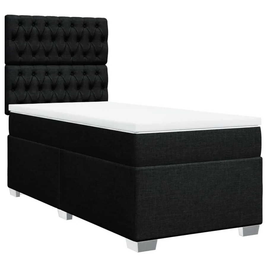 Sommier à lattes de lit avec matelas Noir 100x200 cm Tissu - 2
