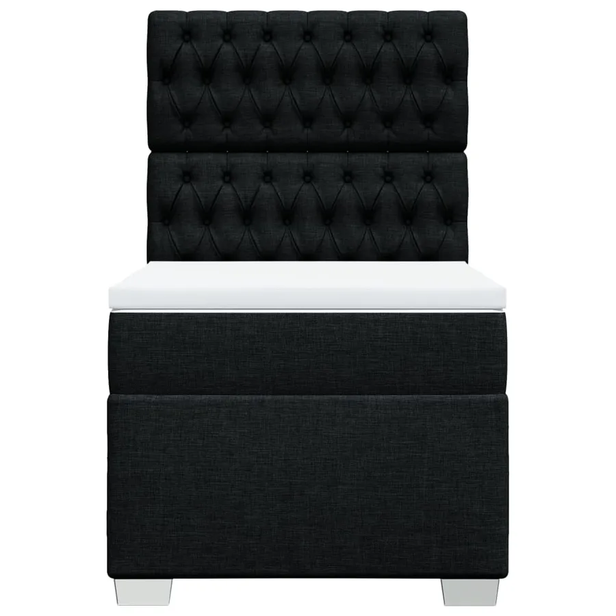 Sommier à lattes de lit avec matelas Noir 100x200 cm Tissu - 4
