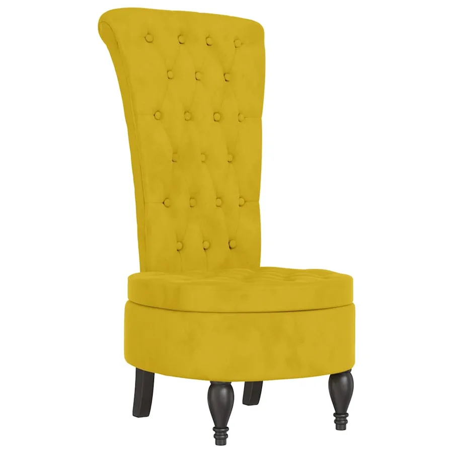 Chaise à dossier haut jaune velours conception de bouton - 2