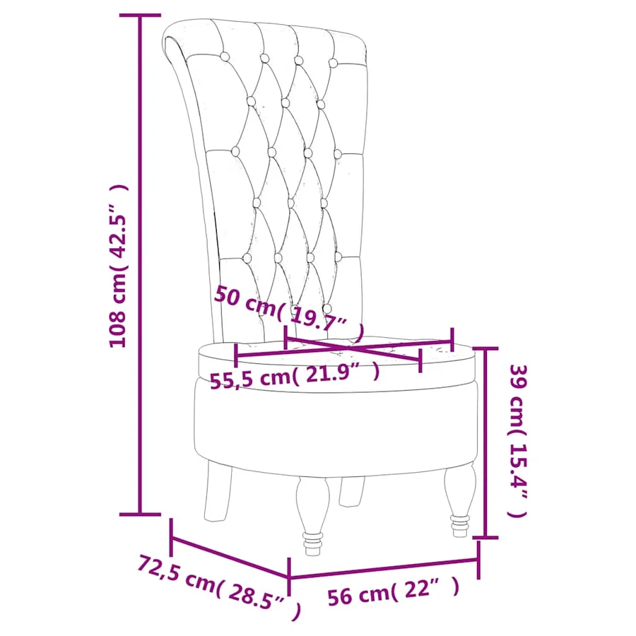 Chaise à dossier haut jaune velours conception de bouton - 8