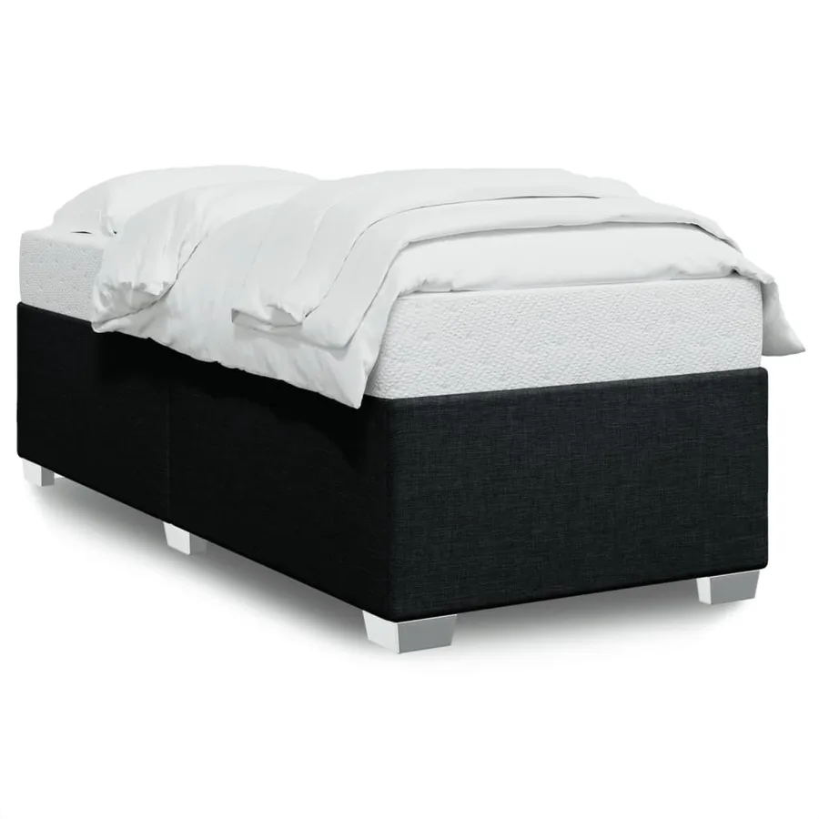 Cadre de lit sans matelas noir 100x200 cm tissu - 2