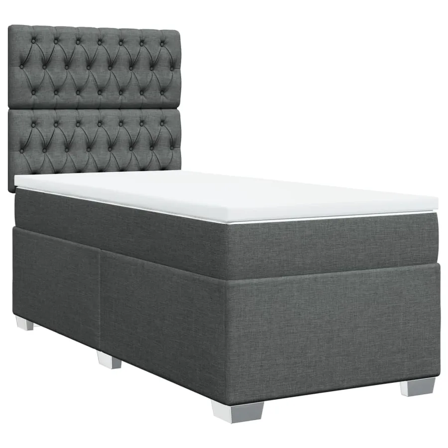 Sommier à lattes de lit avec matelas Gris foncé 90x200 cm Tissu - 2