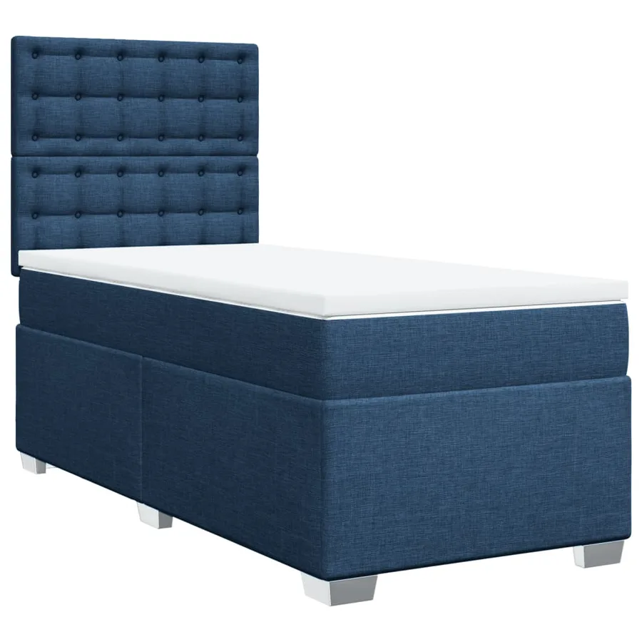 Sommier à lattes de lit avec matelas Bleu 90x200 cm Tissu - 3