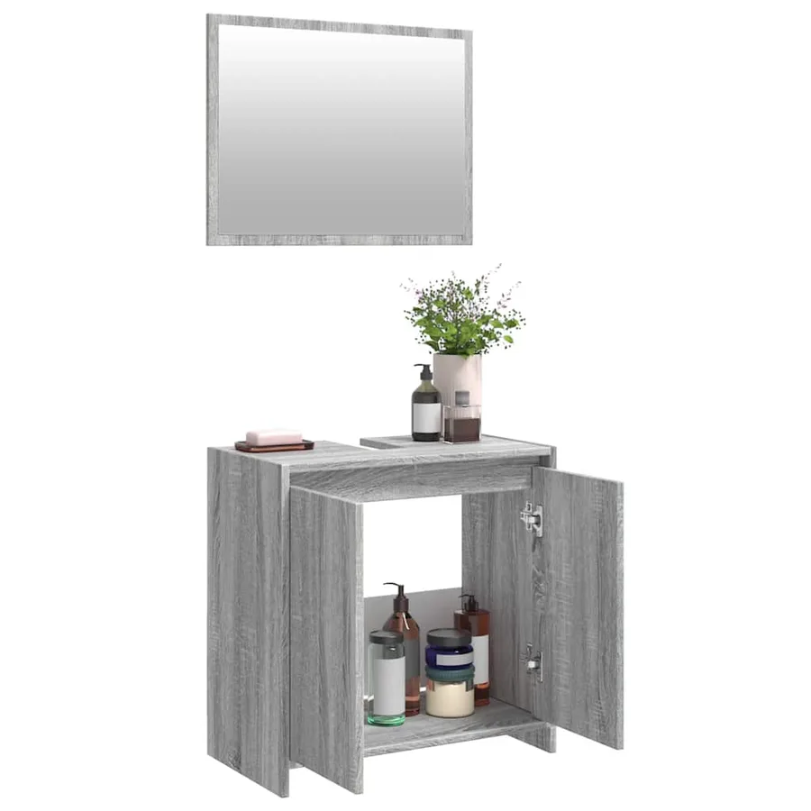 Ensemble de meubles de salle de bain 2 pcs Sonoma gris - 4