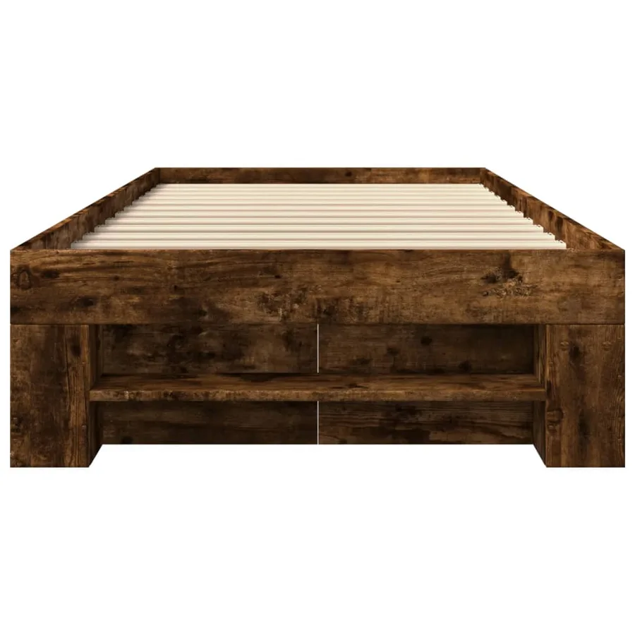 Cadre de lit sans matelas chêne fumé 90x200cm bois d'ingénierie - 5