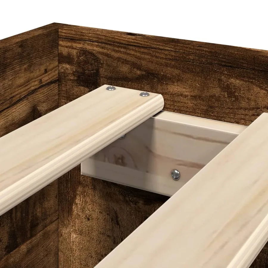 Cadre de lit sans matelas chêne fumé 90x200cm bois d'ingénierie - 9