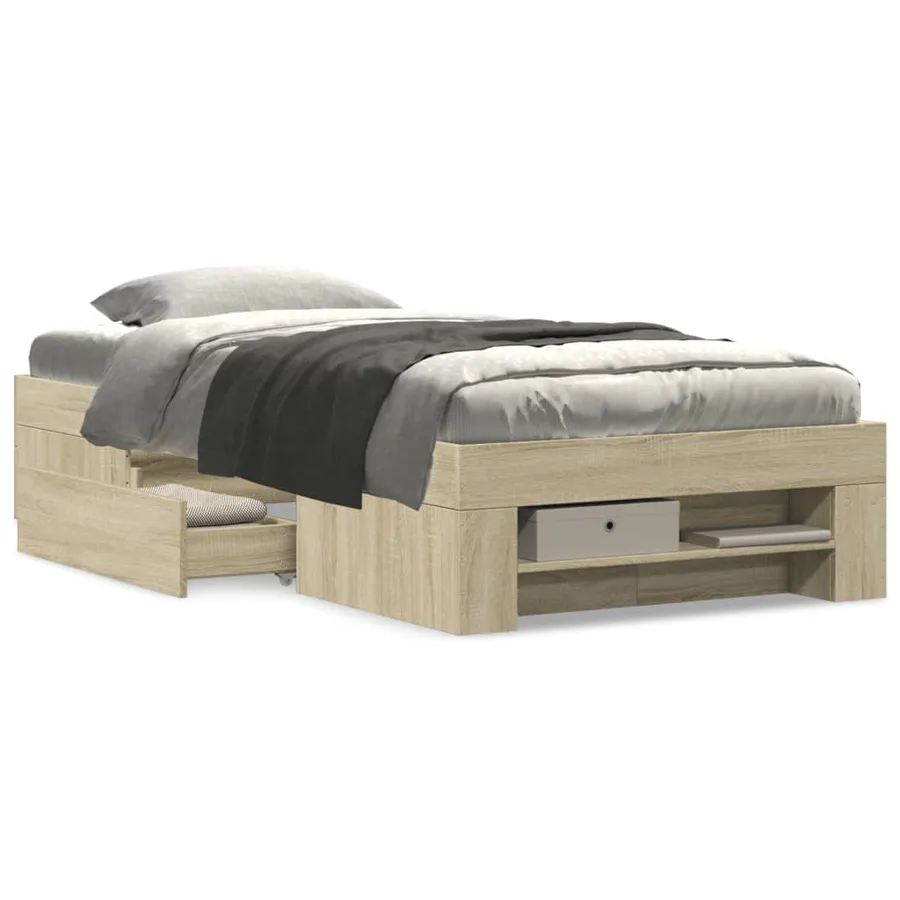 Cadre de lit sans matelas chêne sonoma 90x200 cm - 4