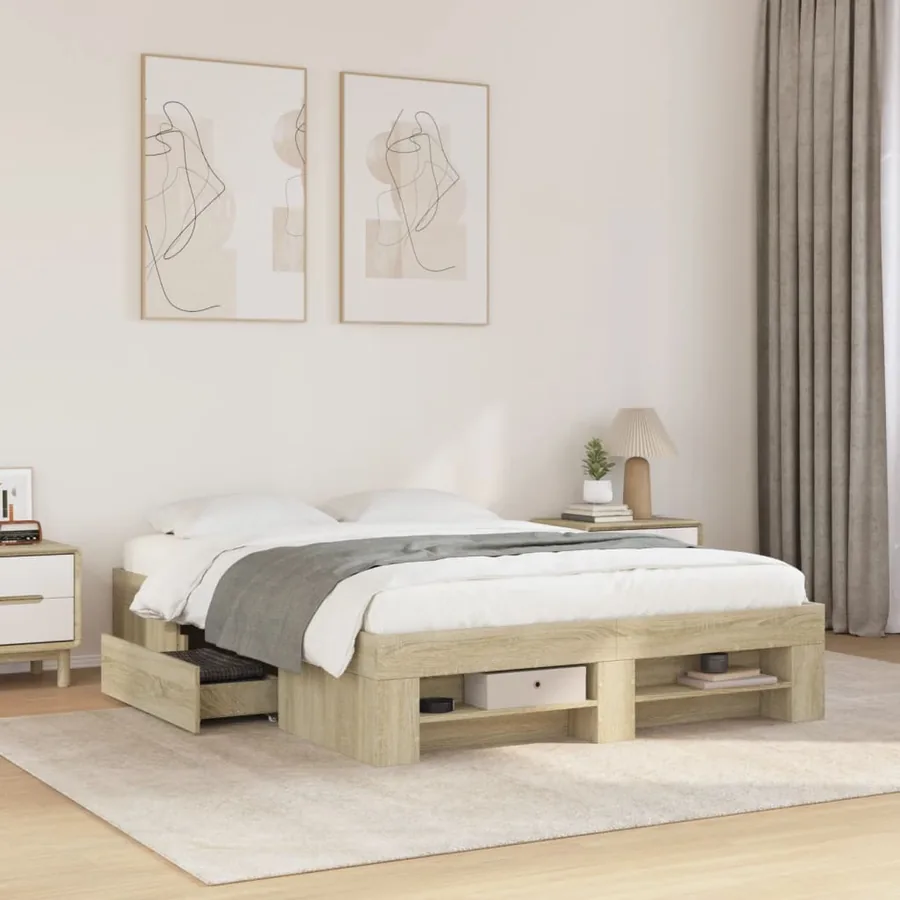 Cadre de lit sans matelas chêne sonoma 120x200 cm