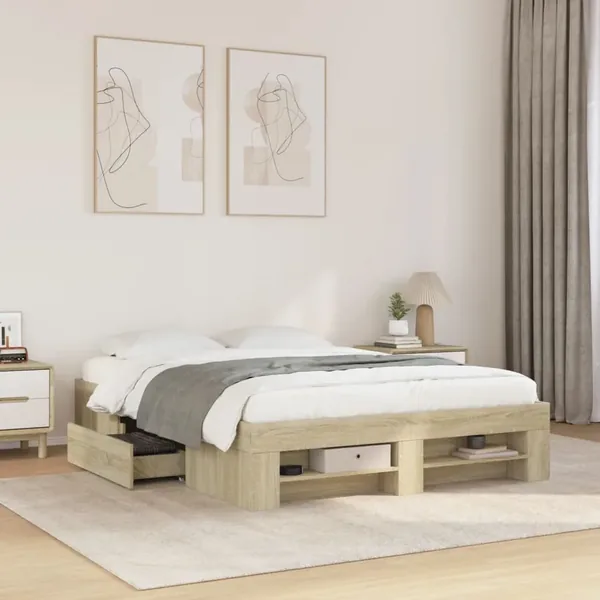 Cadre de lit sans matelas chêne sonoma 120x200 cm
