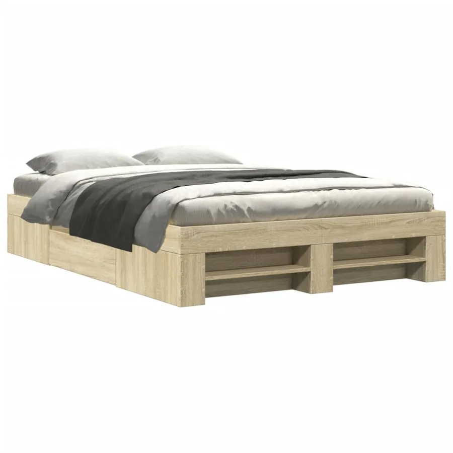 Cadre de lit sans matelas chêne sonoma 120x200 cm - 2