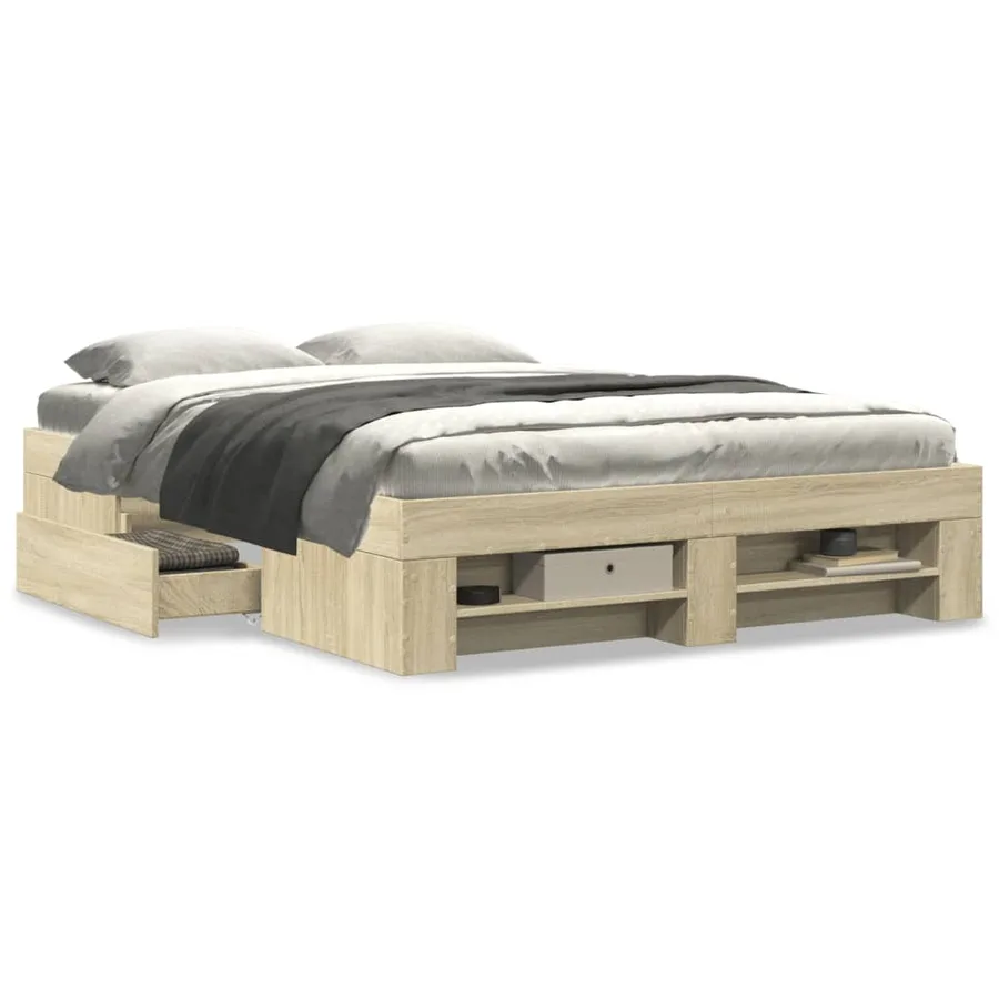 Cadre de lit sans matelas chêne sonoma 120x200 cm - 4