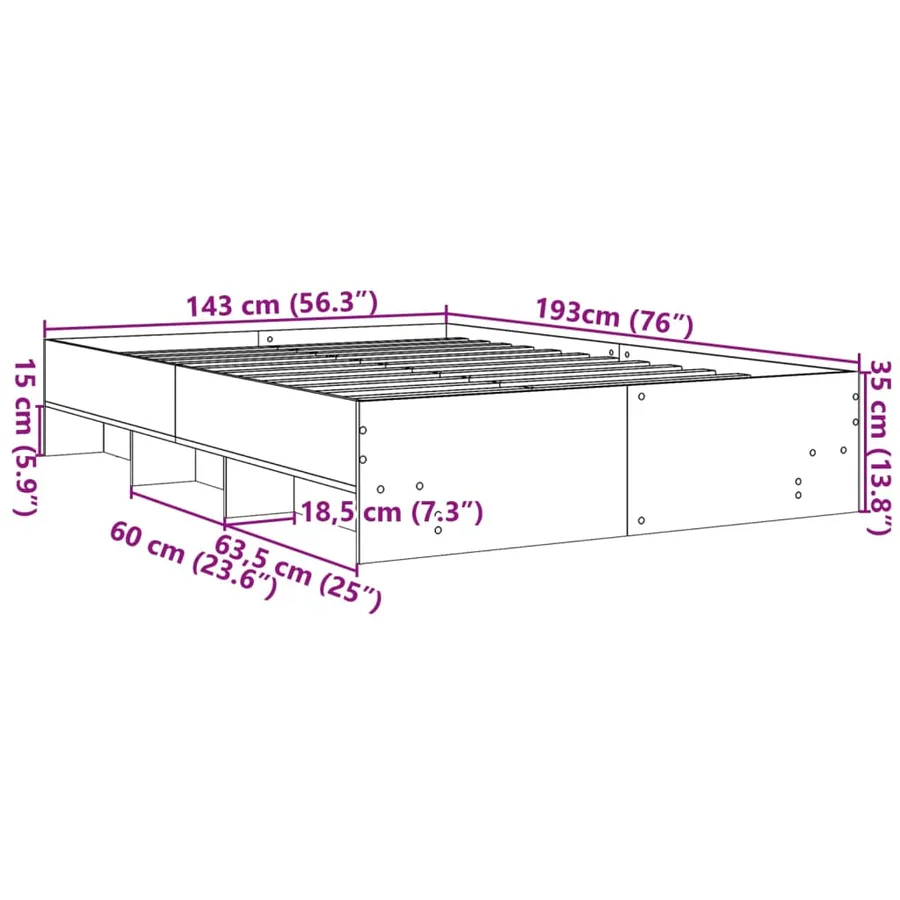 Cadre de lit sans matelas blanc 140x190 cm bois d'ingénierie - 10