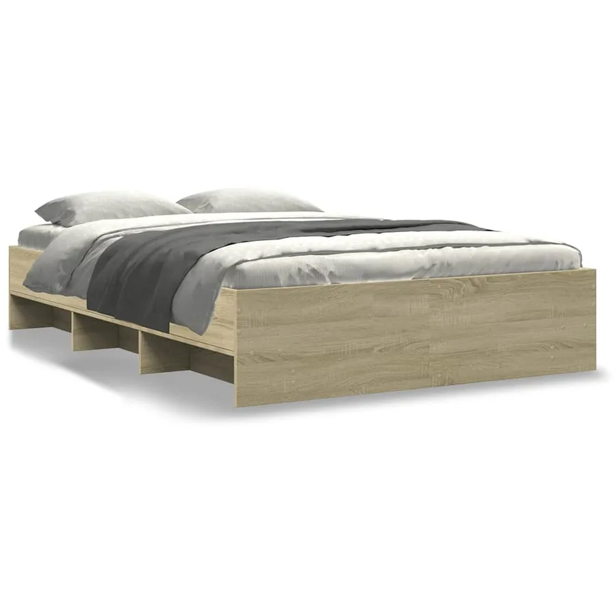 Cadre de lit sans matelas chêne sonoma 140x190 cm - 2