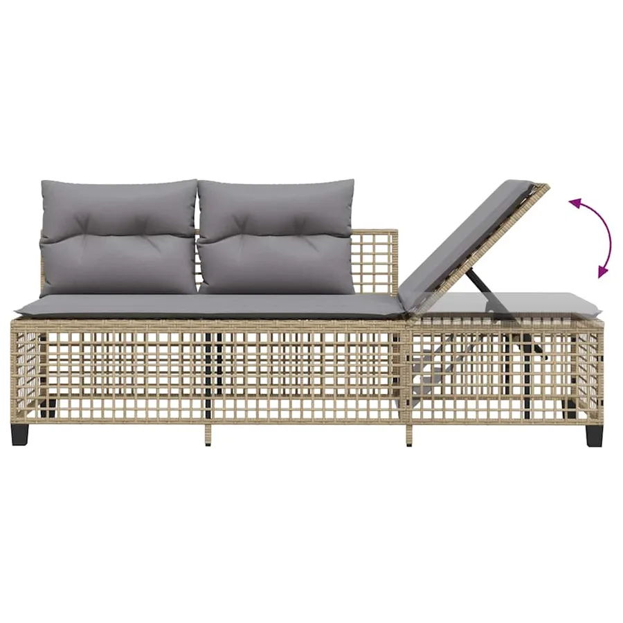 Salon de jardin d'angle avec coussins 3pcs mélange beige rotin - 11