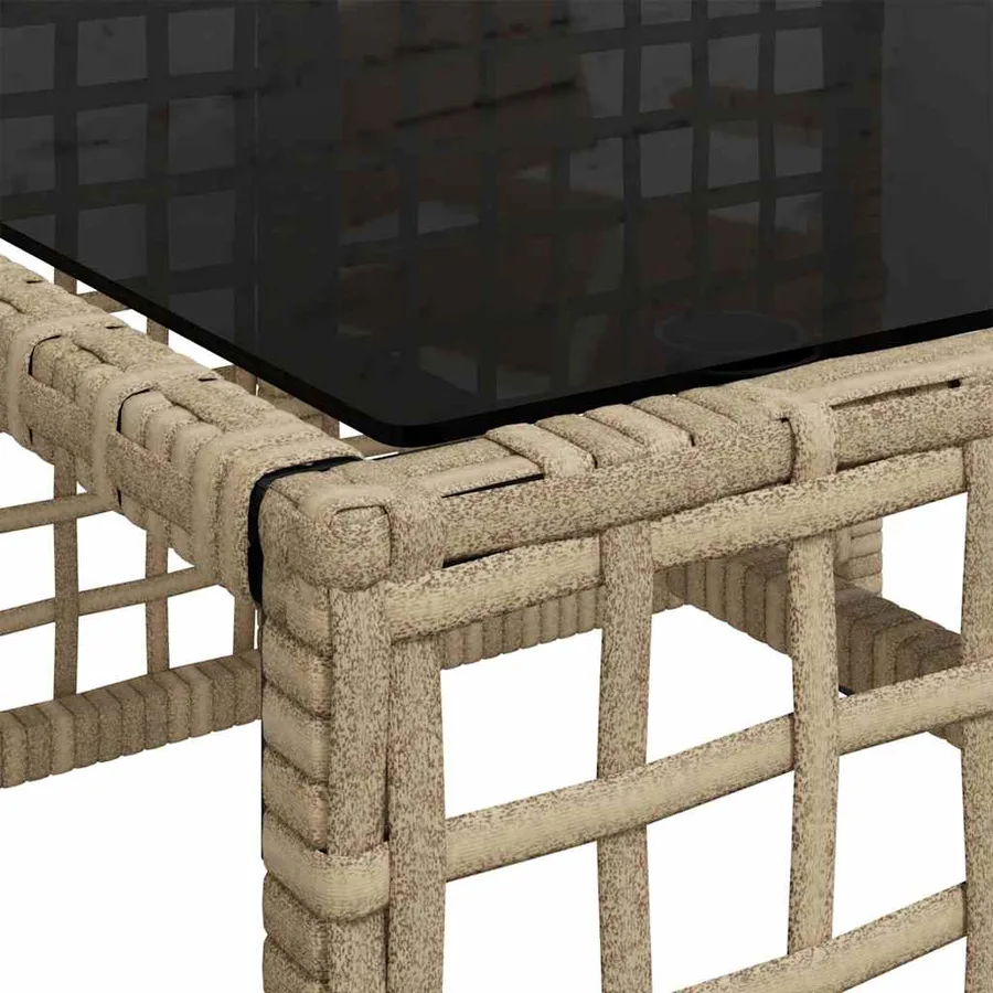 Salon de jardin d'angle avec coussins 3pcs mélange beige rotin - 13
