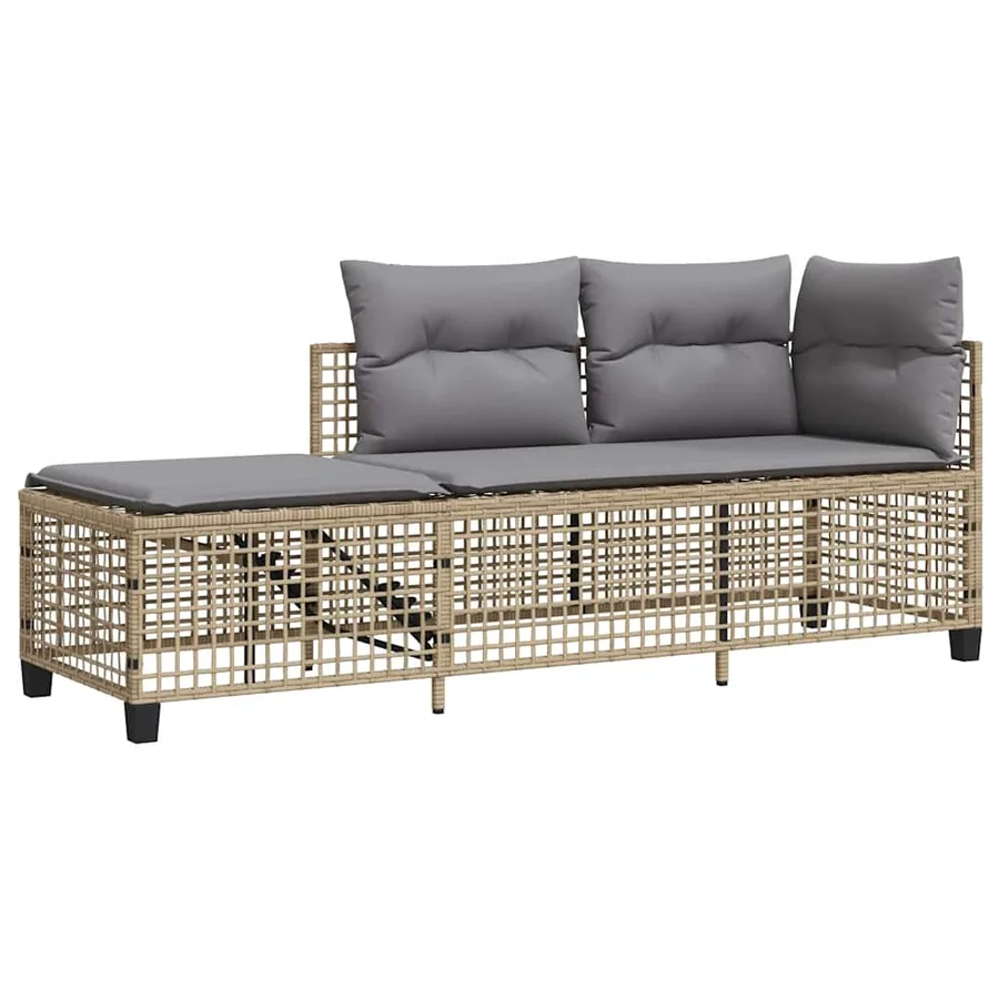 Salon de jardin d'angle avec coussins 3pcs mélange beige rotin - 4