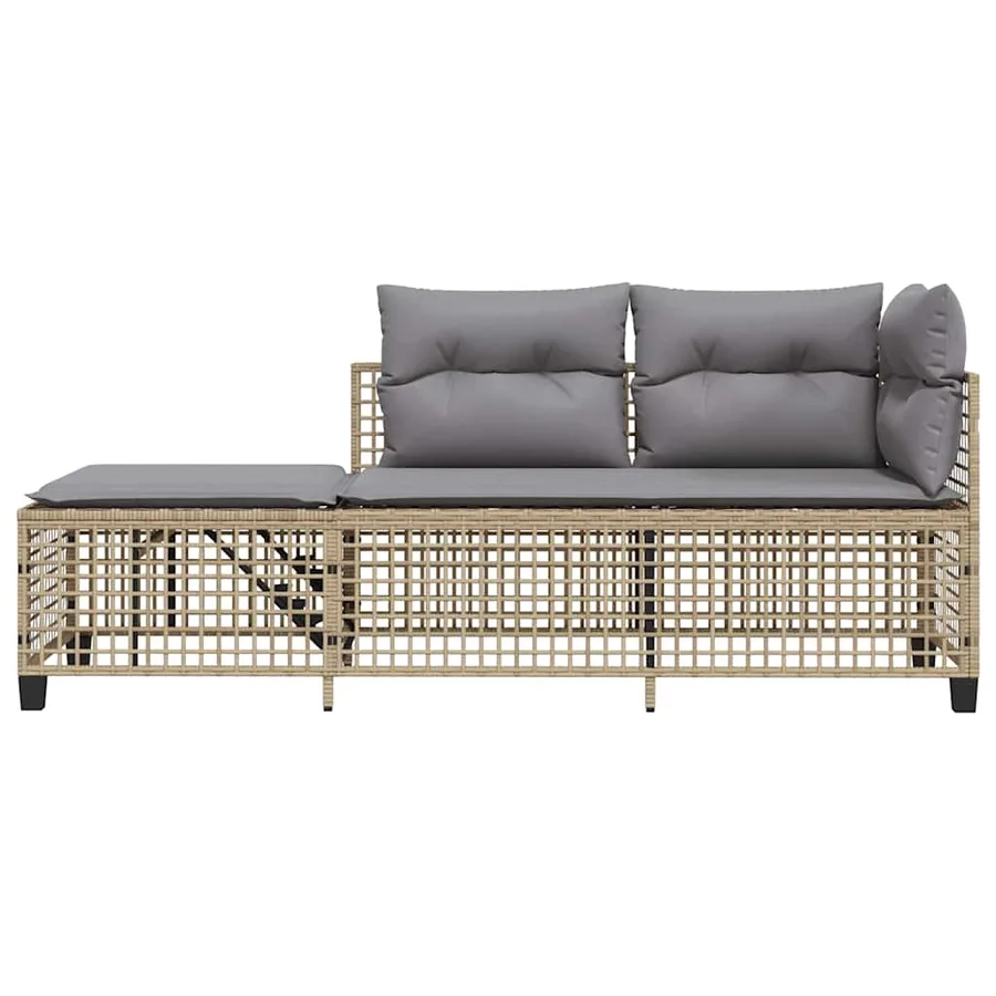 Salon de jardin d'angle avec coussins 3pcs mélange beige rotin - 5