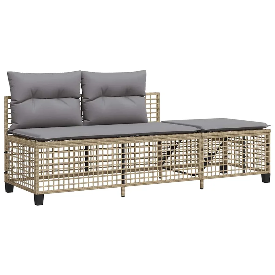 Salon de jardin d'angle avec coussins 3pcs mélange beige rotin - 6