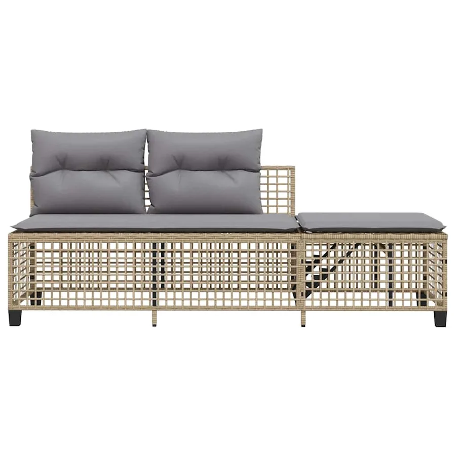 Salon de jardin d'angle avec coussins 3pcs mélange beige rotin - 7