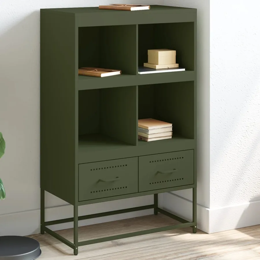 Buffet haut vert olive 68x39 x111,5 cm acier