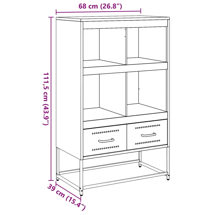 Buffet haut vert olive 68x39 x111,5 cm acier - 12