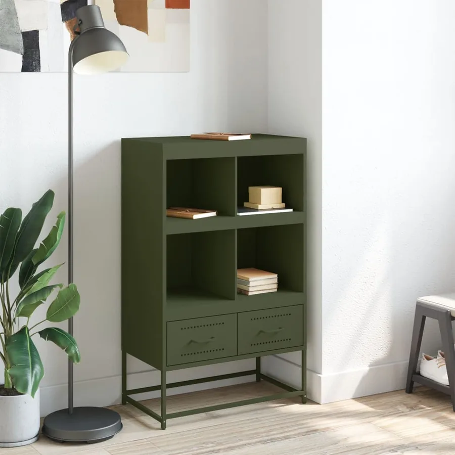 Buffet haut vert olive 68x39 x111,5 cm acier - 3