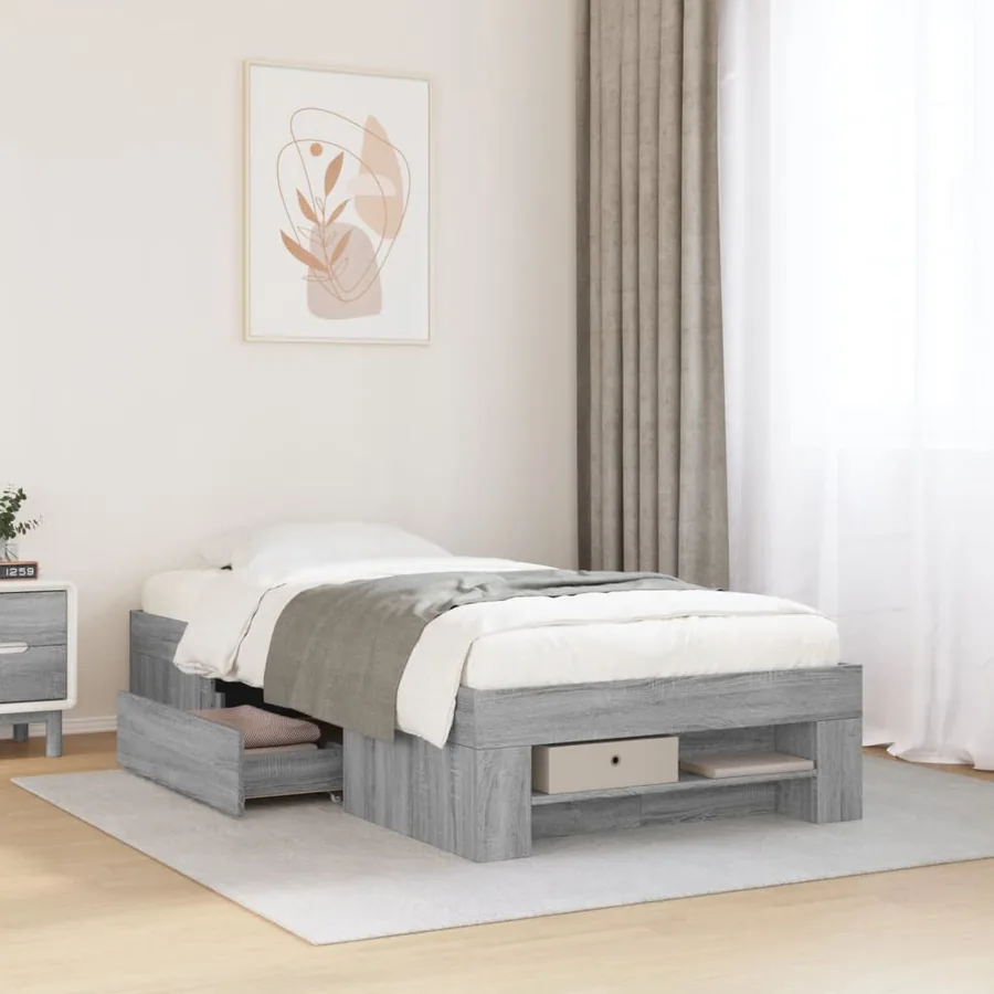 Cadre de lit sans matelas sonoma gris 75x190 cm