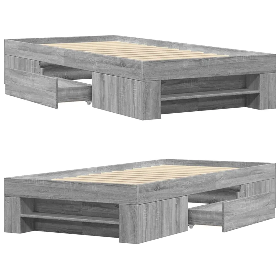 Cadre de lit sans matelas sonoma gris 75x190 cm - 8