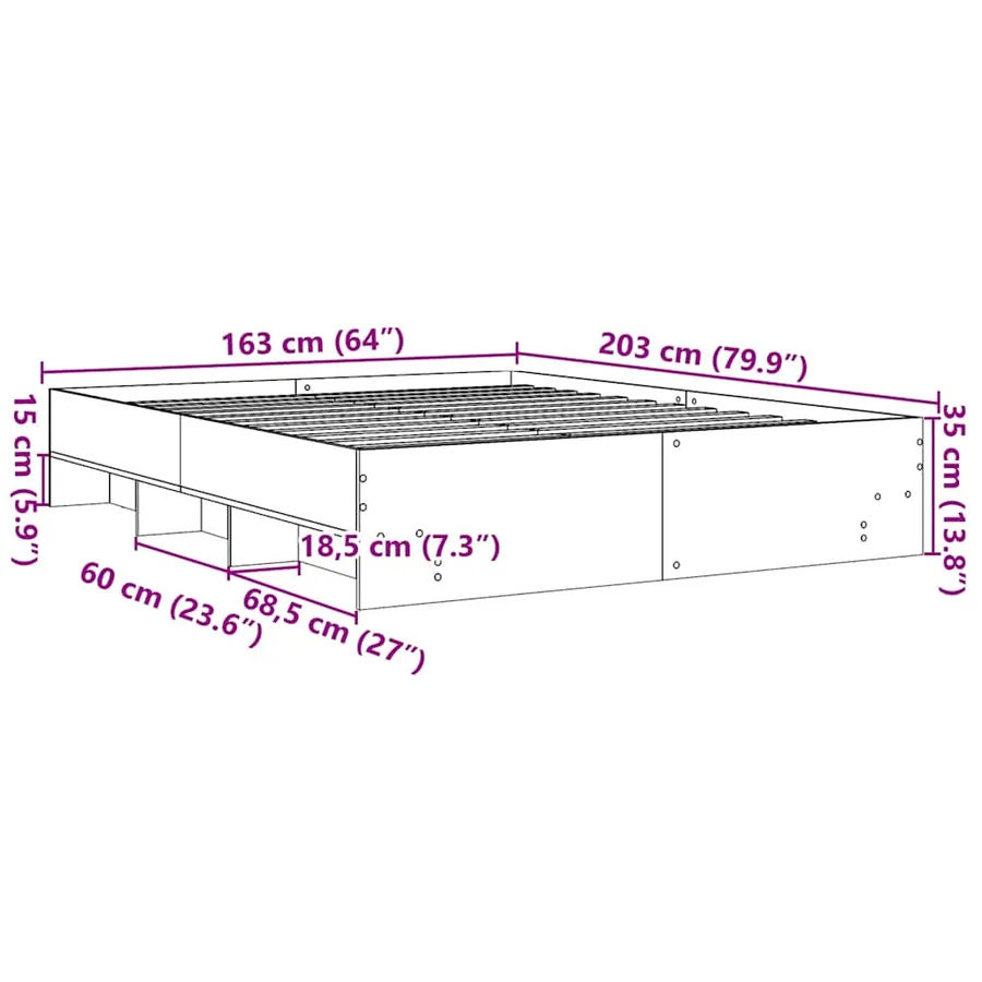 Cadre de lit sans matelas chêne sonoma 160x200 cm - 10
