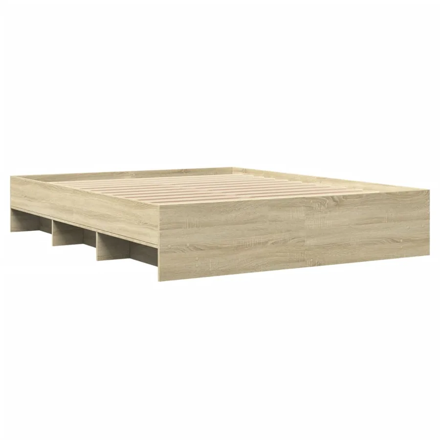Cadre de lit sans matelas chêne sonoma 160x200 cm - 4
