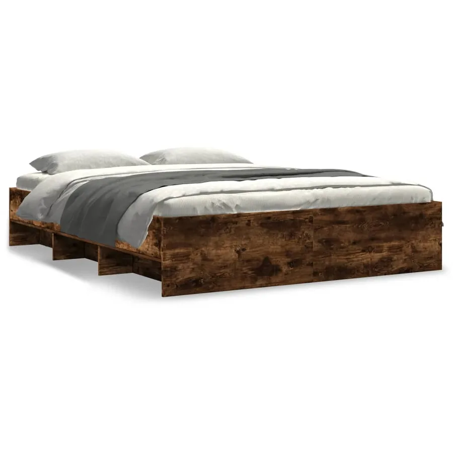 Cadre de lit sans matelas chêne fumé 160x200 cm bois ingénierie - 2