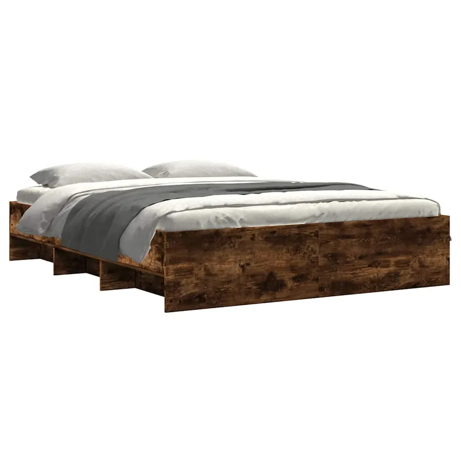Cadre de lit sans matelas chêne fumé 160x200 cm bois ingénierie - 3